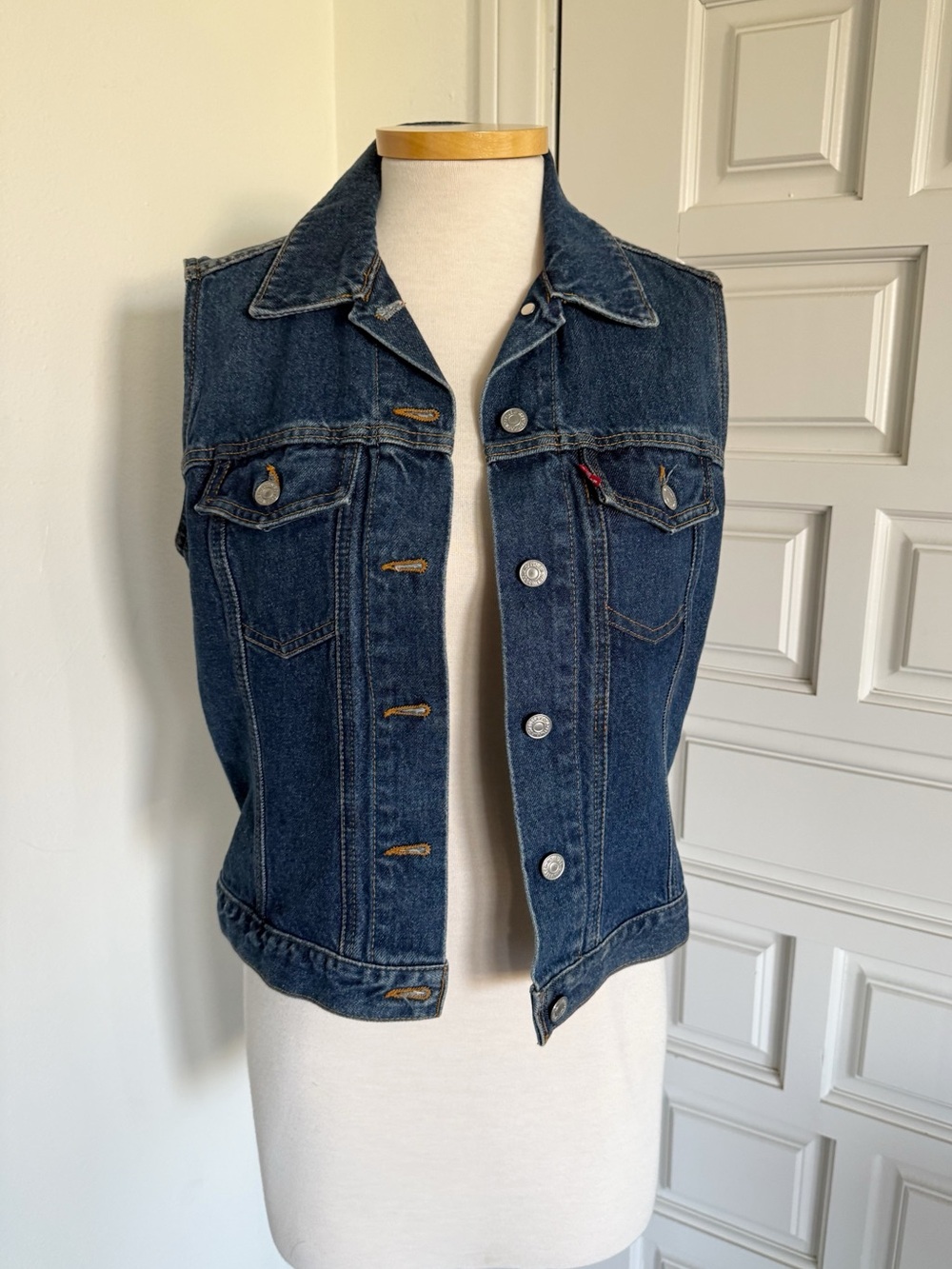 Levi's Blue Denim Vest Vintage 90s Red Tag  Button Down Size Medium Like New